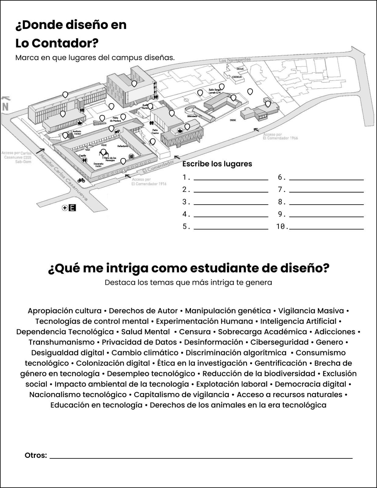 Cuestionario de uso tecnológico cotidiano incluido en el kit.